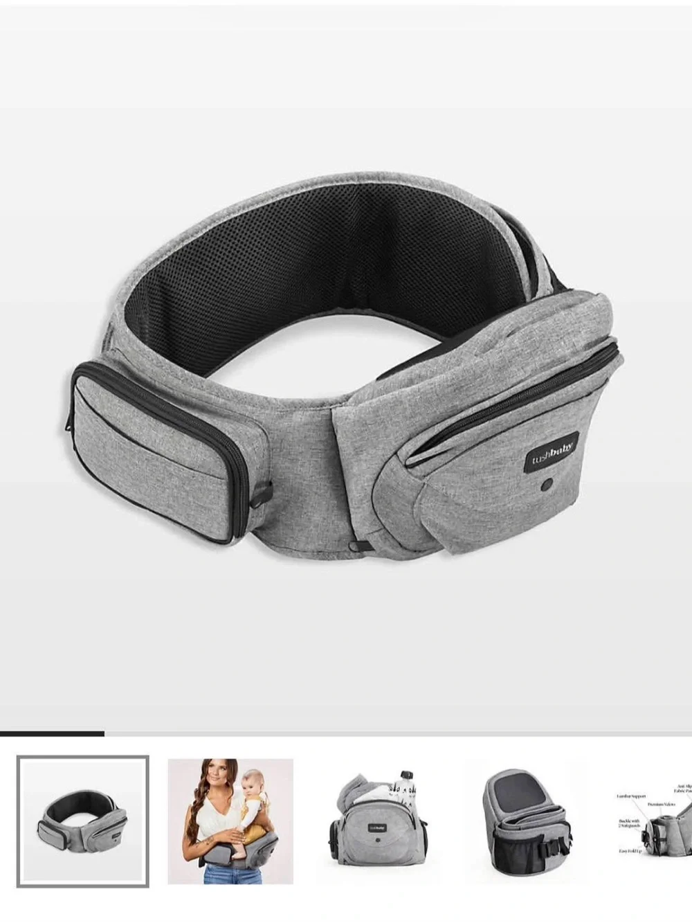 TushBaby Hip Carrier (Gray)